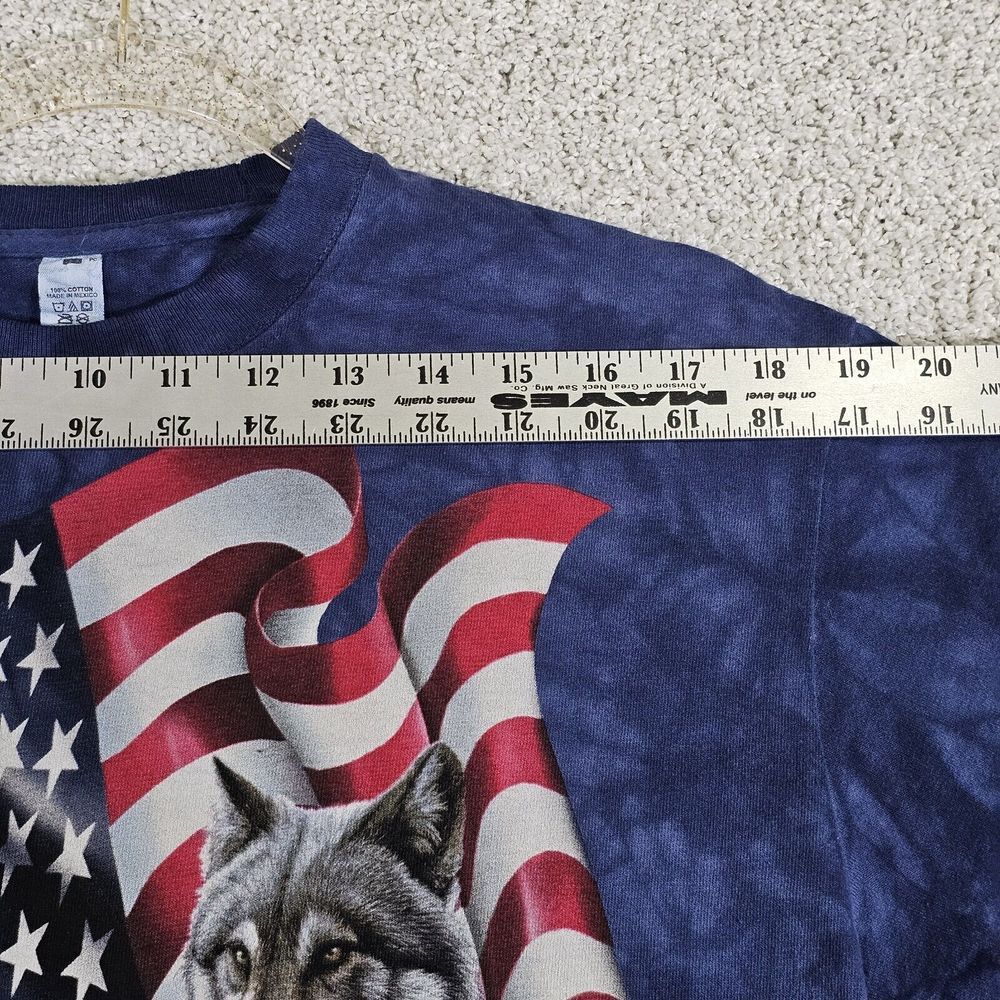 2001 VTG The Mountain American Flag Grey Wolves Tie Dye Size M T-shirt USA - Picture 5 of 7